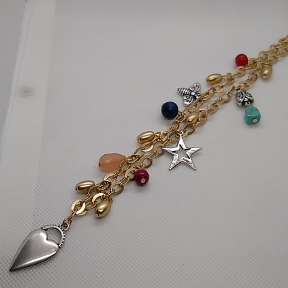 Chico's long gold necklace with charms - Picture 2 of 4